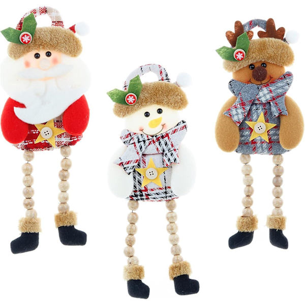 3 stycken sittande tomte snögubbe ren julpynt långa ben julpynt hänge för eldstad inredning bord hemdekoration jul