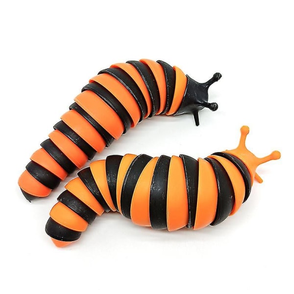 Fidget Slug Leksak Artikulerande Stim Leksak Vit/svart, pop It Slug 3d Tryckt Artikulerad Slug Fidget Leksak orange and black