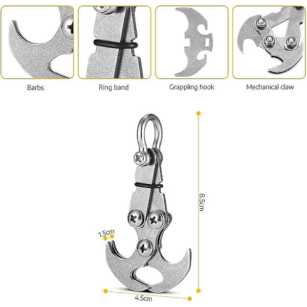 Yaju Udendørs Klatring Rustfrit Stål Foldbar Krog Tyngdekraft Greb Grappling Udendørs Grappling Klatring Klo Redning Edc Gadget Overlevelses Multiværktøj Gave (