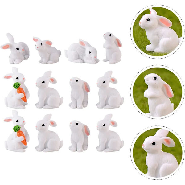 16 st Mini Påsk Påsk Kanin Miniatyrer Påsk Kanin Miniatyrer Mini Kanin Figurer Kanin Figurer Harts