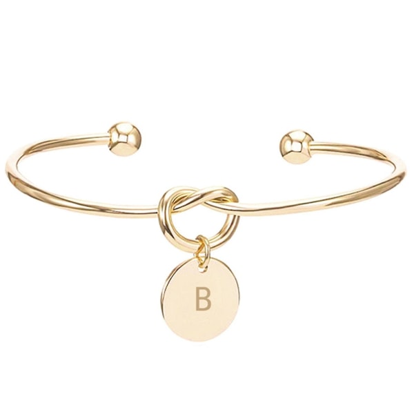 Mote Initial Smykker Initial Legering Brev Charm Armbånd for Kvinner Brudepike Binde Gold B