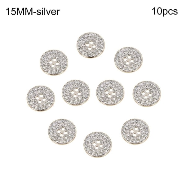 Metall Rhinestone Buttons Skjorte Buttons silver 15MM10pcs-10pcs