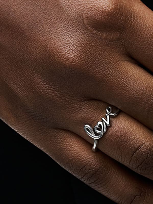 Pandora - Handwritten Love -sormus - Sterlinghopea Circumference: 54mm