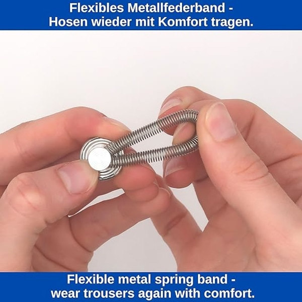 Set med 8 belteforlengere, knappforlengere, elastiske knappforlengere