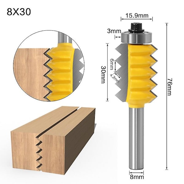 8 mm skaft upphöjda panel \"v\" fogbits fingerfog limfräs för trätapp träbearbetning kontapp fräsning tappningsmaskin 8x30MM