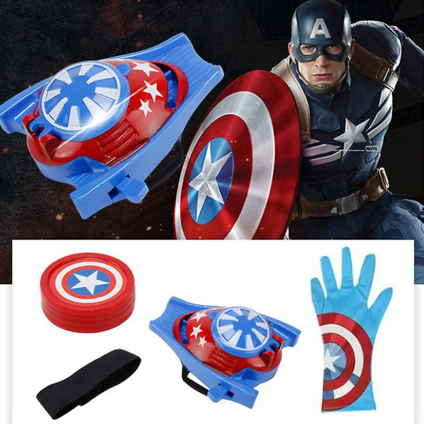 Marvel Dc Superhero Disc Launcher Wrist Transmitter Glove Shooter Kids Boy Toys Captain America