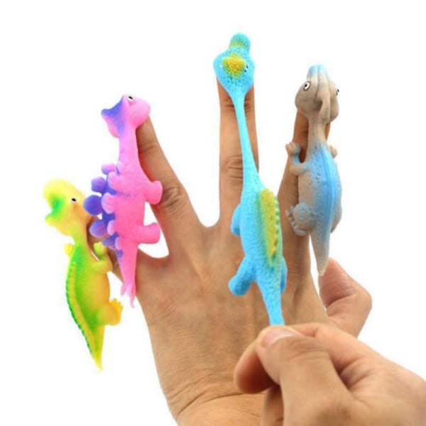 10 stk. Lingshot Dinosaur Fingers Legetøj Flyv Spil Stress-resistent Elastisk