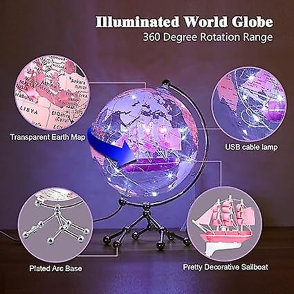 Transparent Globe Illuminated Decorative World Globe