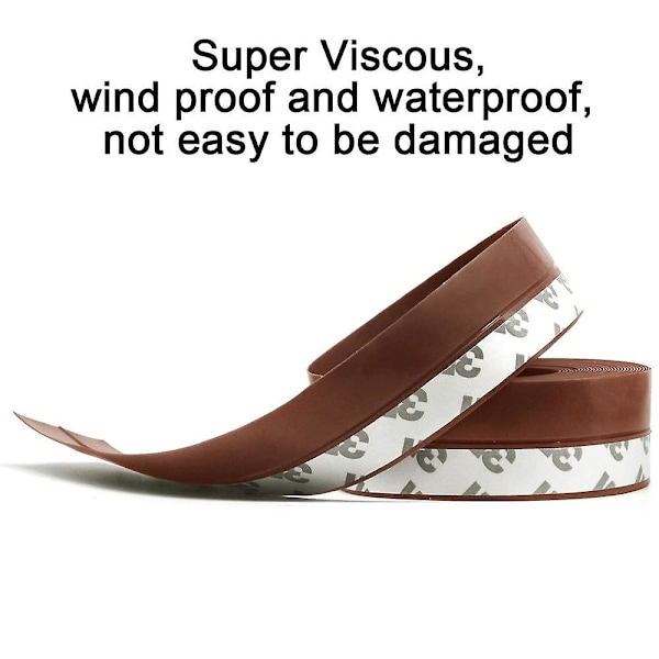 3 meter værbestandig tetningslist, silikon dørtetningslist dør, vindu,  (bredde 25mm35mm45mm) Shape1 Brown