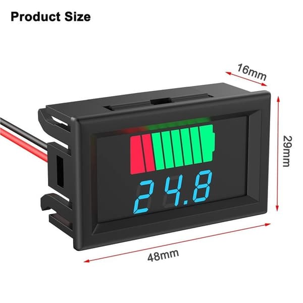 Batteritester, 2-i-1 Batterikapacitet Spænding 12V, 24V, 36V, 48V, 60V, 72V LED Golf, Bil - Blåt Display