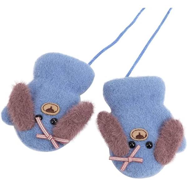 Baby och småbarn varma vantar magiska stretchvantar handskar på snöre pojkar flickor stickade vantar tjock fleecefoder nyfödda vantar helfingerhandskar