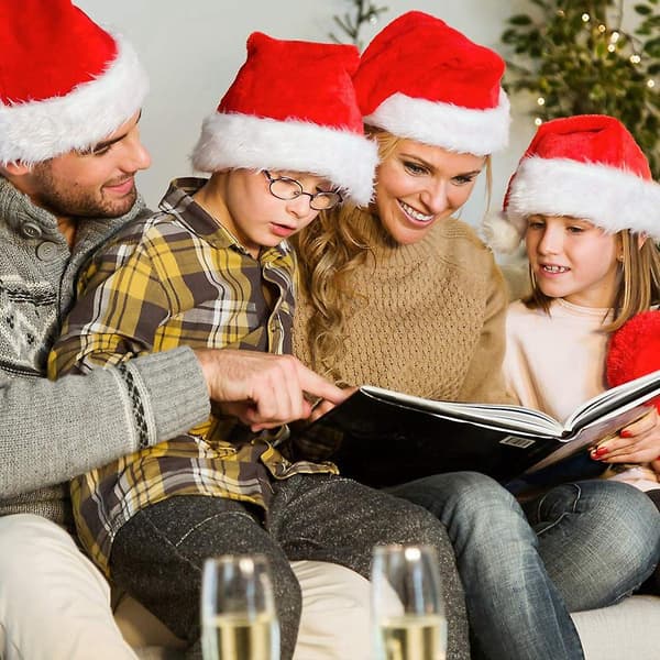 6 stk. Plys Julehat Børne Stor Uld Julehat