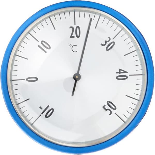 Analogt pooltermometer, 40.2005, Velegnet til pools og damme, Rustfrit stål med fastgørelsesreb, Blå