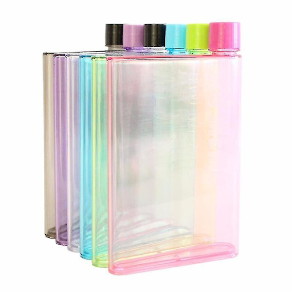 A5 A6 Paper Cup Botlte Flat Water Bottle Bpa Free Clear Book Portable Paper Pad Water Bottle Flat Drinks Kettle Notebook Bottle BLACK A5*420ML