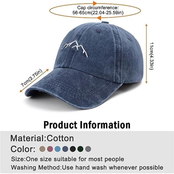 YouGa Baseball Cap Herre - Peak Brodery Baseball Hats, Classic Washed Relxed Cap Vintage Dad Cap Trucker Caps Justerbar pustende sommersolhatt