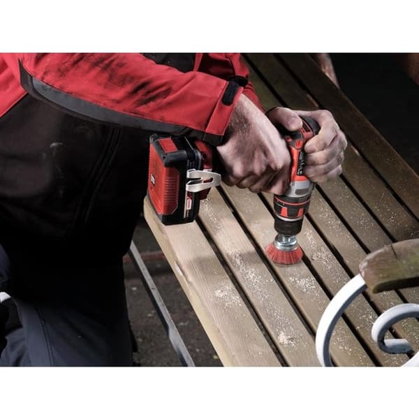 Kopbørste, grov, slibende nylon, Ø 50 mm til træ, nylonbørste til boremaskine inklusive E6.3 sekskantet skaft