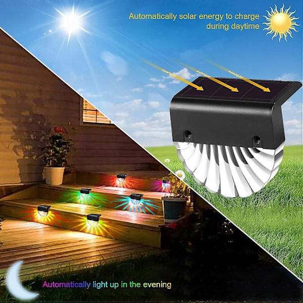 Aurinko LED ulkoseinävalaisimet, 4 kpl polkuvaloja, värinvaihtava LED aurinkolamppu ulkokäyttöön, askelvalot, seinäpuutarhapolut