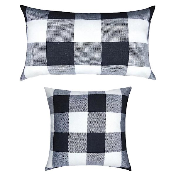 Rustika kuddfodral i lantlig stil, set med 2 dekorativa örngott i linne för soffa, stil 1 style1