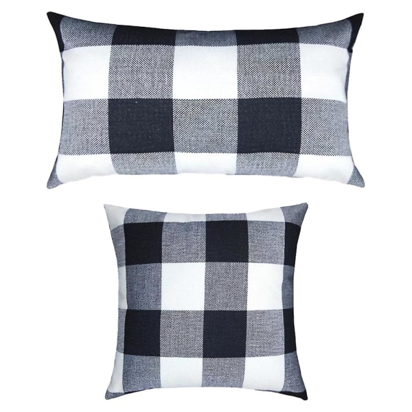 Rustikke putetrekk i bondehus-stil, sett med 2 dekorative putevar i lin for sofa, stil 1 style1