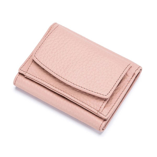 Kvinner Lommebok i ekte skinn Premium Small Trifold Kredittkortholder Lommebok Pink