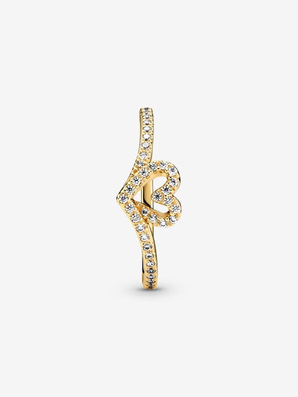 Pandora - P Timeless Wish Sparkling Heart Ring - 14k guldplätering Circumference: 52mm