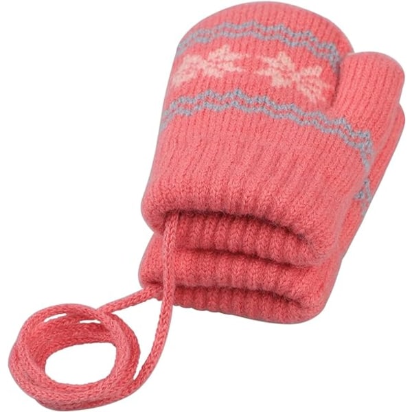 Baby Toddlers Varm Vantar Magic Stretch Vantar Handskar på Snöre Pojkar Flickor Stickade Vantar Tjockna Fleece Foder Nyfödda Vantar Hel Finger Vantar