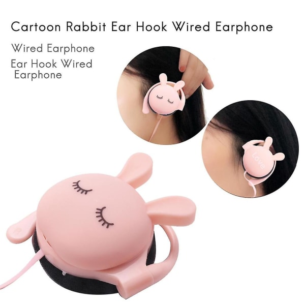 Cartoon Kanin Öra Hook Trådbunden Hörlurar Sport Löpning Stereo Hörlurar Barn Flicka Headset För Mo