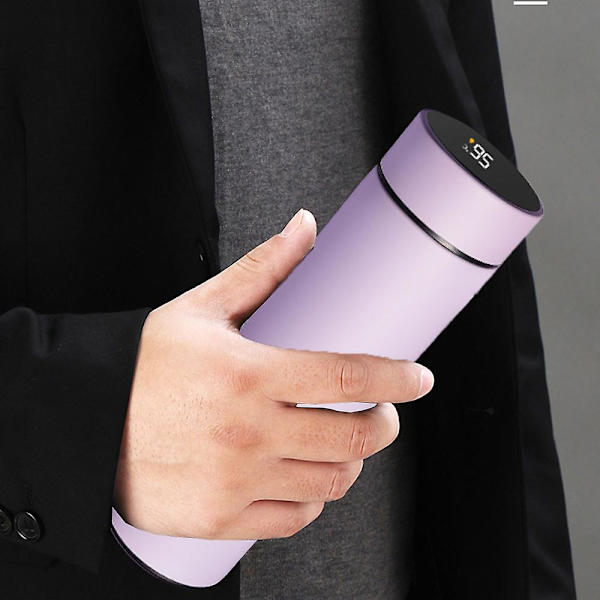 Vedenkeitin LED-lämpötilanäytöllä, kaksinkertainen tyhjiöeristetty vedenkeitin mattaoranssi matte purple