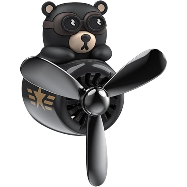 Auton raikastin, Pilot Bear -auton diffuusori pyörivällä potkurivalvimella, ilmanraikastin, aromaterapia, koristeet, auton lisävarusteet Cool Black