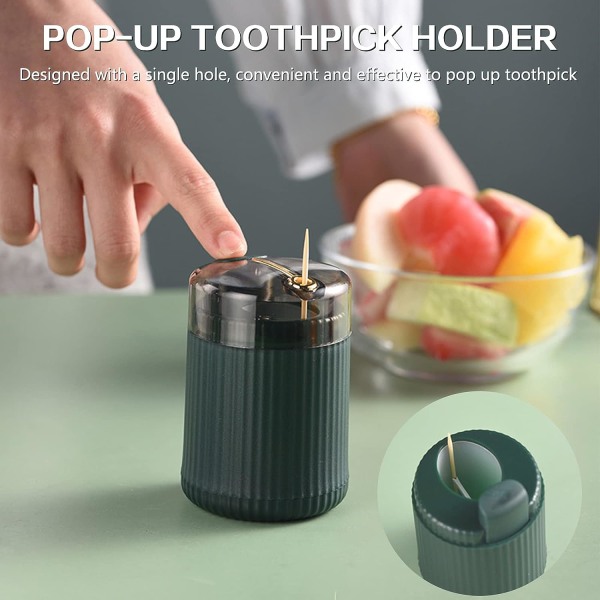 2 stk Tannpirker-dispenser Pop-up Automatisk tannpirkerbeholder uten tannpirker Bærbar tannpirkerholder Dispenser tannpirkerholder for hjemmet