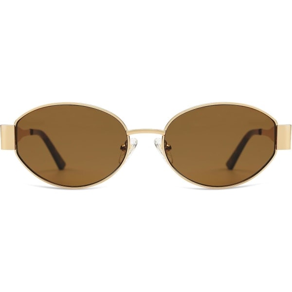 SOJOS Retro Oval Aurinkolasit Yhteensopivat Naisten ja Miesten Trendikkäät Aurinkolasit Klassiset Sävyt UV400 Suoja SJ1217_SSDLV DB Shiny Gold-Brown