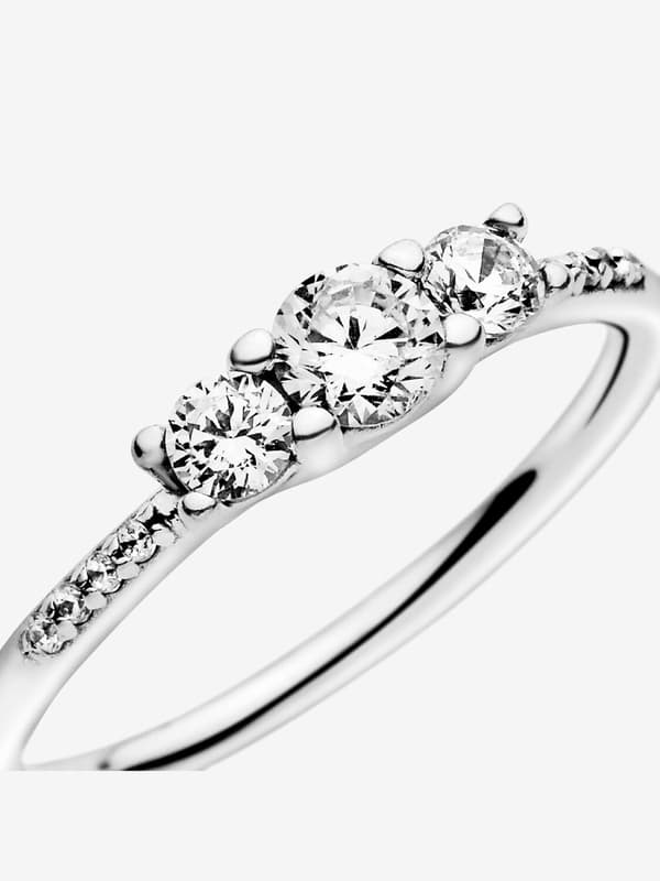 Pandora - Klar Tre-Stens Ring - Sterling sølv Circumference: 52mm