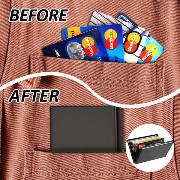 6 spor RFID mini kredittkortholder, identitetstyveri lommebøker, RFID slim lommebok metall, rustfritt stål metall kredittkort beskytter for kvinner menn