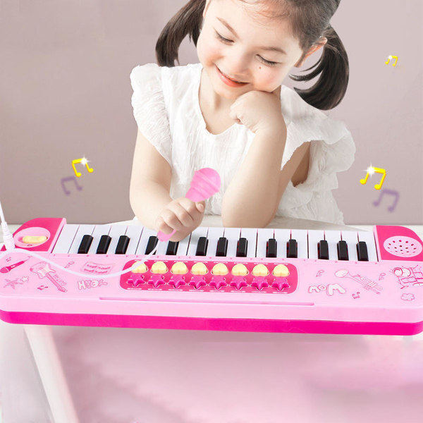 Mardi Gras 2024 Kid Keyboard Piano Med Mikrofon- 37 Tangenter Keyboard Piano Barn Multifunktion Musik Pedagogiskt Instrument Leksak Keyboard Piano För 3,4,