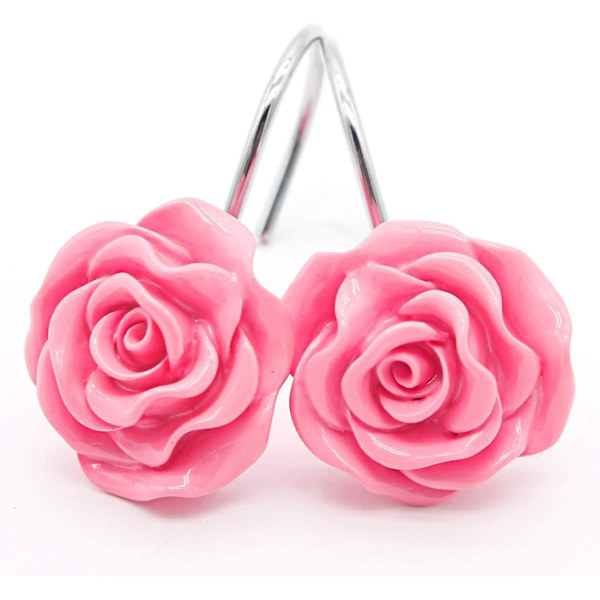 Dhrs 12 stk. Hjemmemode Dekorative Anti Rust Bruseforhængskroge Rose Design Bruseforhæng R(hy)