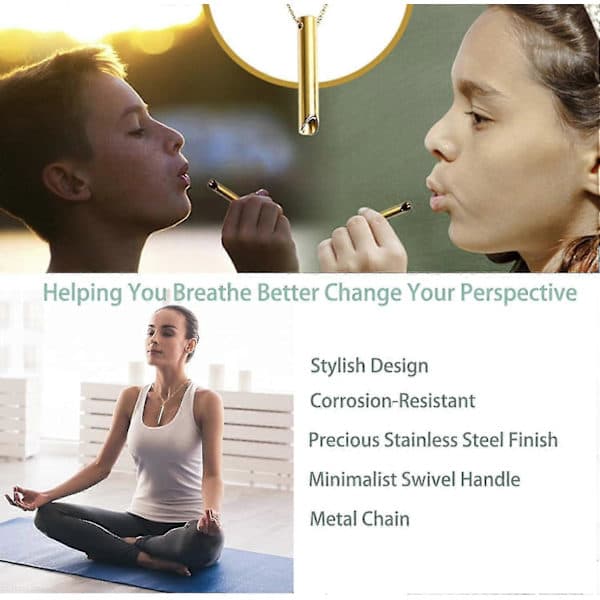 2x Åndedrag Halskæde, Angst Stress Relief Halskæde Rygestop Hjælpemiddel, Angst Åndedrag Halskæde, Calmdeep Åndedrag 2 stk Sølv 2pcs Silver