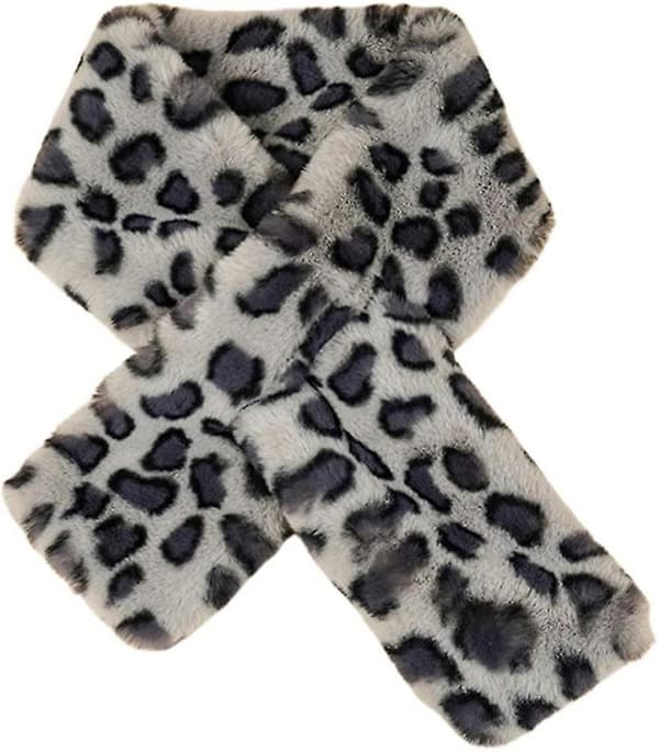 Faux pels krage skjerf pull-through skjerf hull i skjerf leopard skjerf nakke trekning