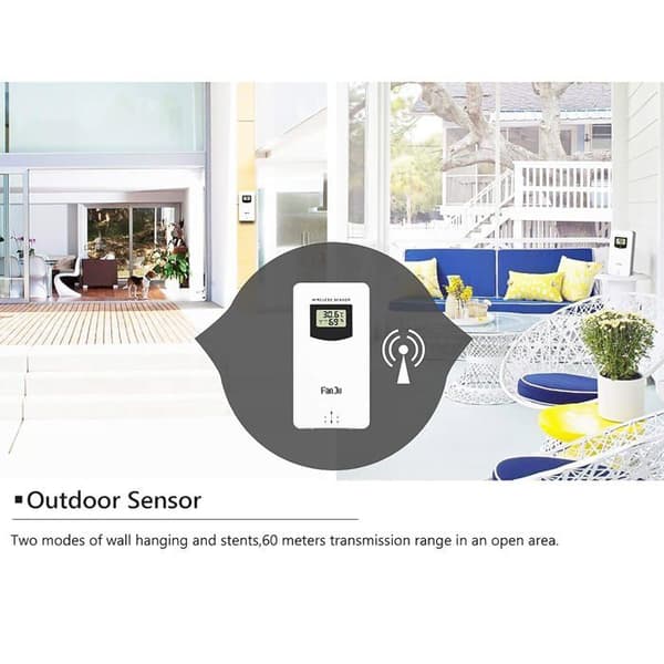 Trådløs værstasjon, trådløs innendørs/utendørs værstasjon, innendørs termometer med LED-sensor og bakgrunnsbelyst skjerm