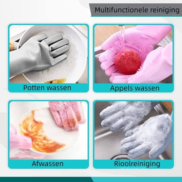 Et par silikon oppvaskhansker - Magiske badehansker - Egnet for pelsstell, bading, etc.