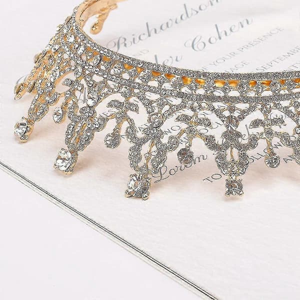 Gull Tiara og Krone for Kvinner Bursdag Hodebånd for Jenter Krystall Dronning Krone Hår
