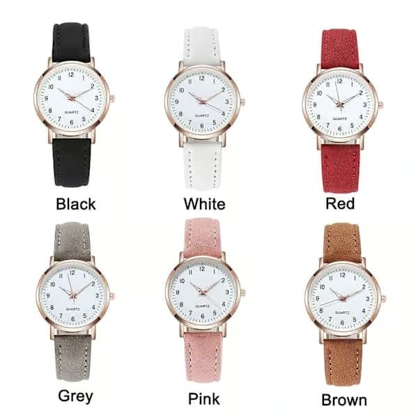Damarmbandsur Kvarts Analog Damklocka Läderrem Modeklocka, 100% Ny Röd Red