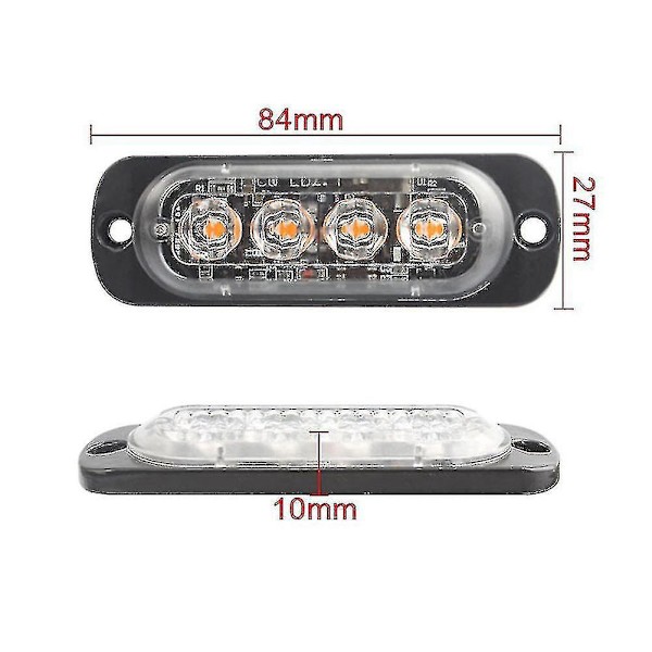 4kpl 4led Stroboskooppia 12v Strobevalo 4-in-1 Auton Hätävalo Majakka Hätävilkku (Taiy