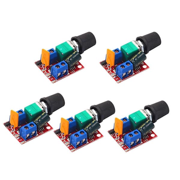 5 stk Mini DC Motor PWM Hastighetskontroller 3V-35V Hastighetskontrollbryter LED Dimmer 5A Kretskortmodul 90W Høyhastighets DIY