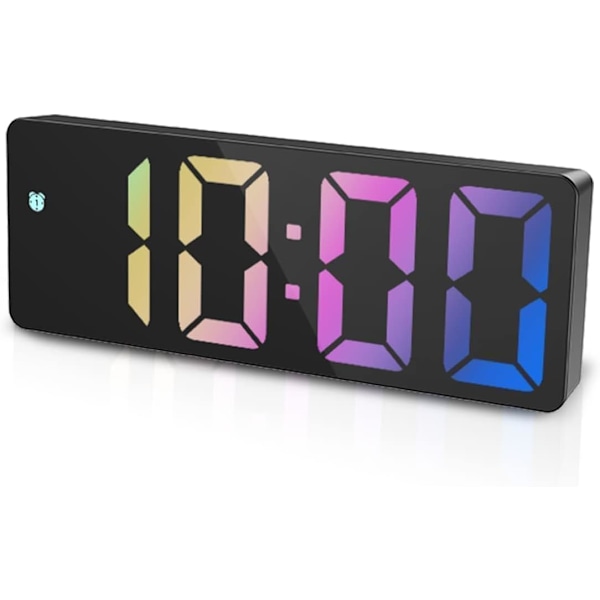 Digital väckarklocka, elektronisk skrivbordsklocka med temperaturvisning, justerbar ljusstyrka, röststyrning, 12/24H