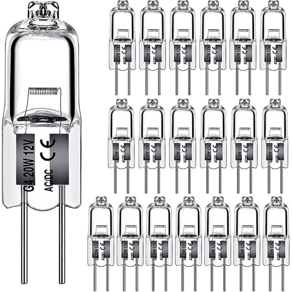 20 stk. G4 halogenpære 20w Dc12v indendørs halogen G4 lampe krystal lyspære