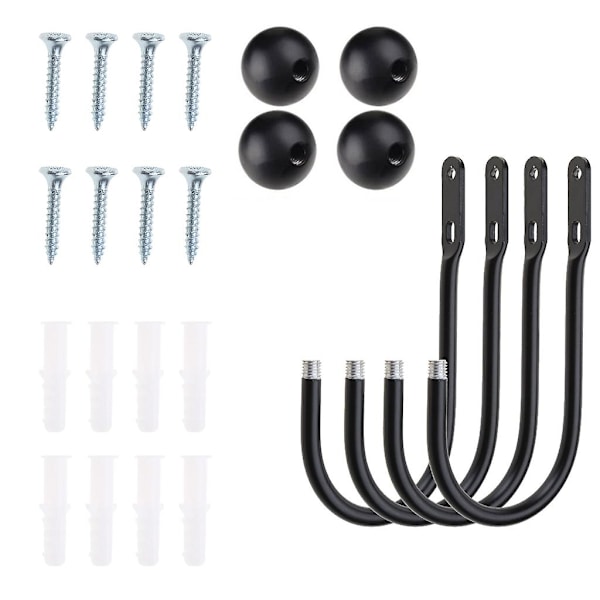 4-pack Gardinupphängare Väggmonterade Draperi Hållare Fönsterkrok