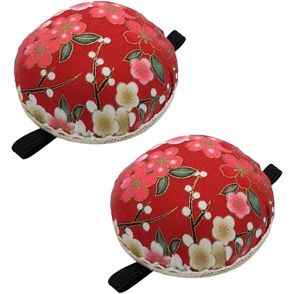2 kappaletta rannetyynyä ranneompelutyynylle, vintage-kuvioitu kangasneulatyynyt DIY-käsintehtyyn ompelukoneeseen kotiin (punainen)