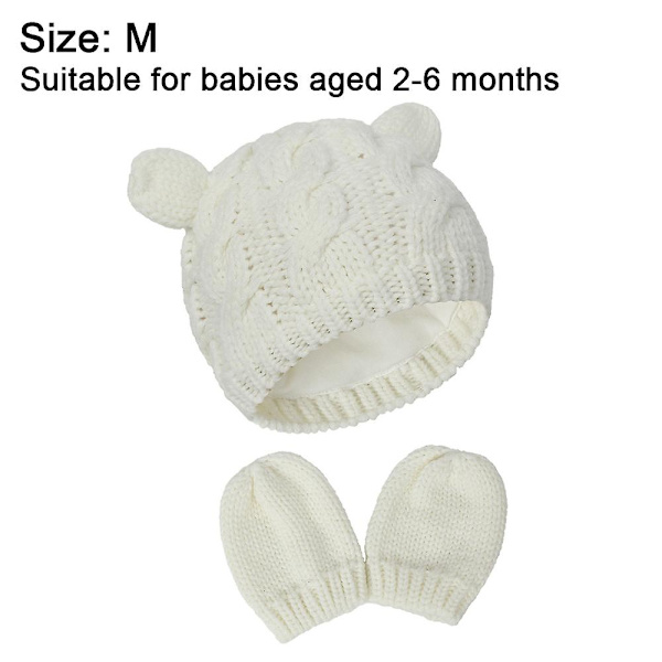 Baby Fall And Winter Hat And Glove Set M white