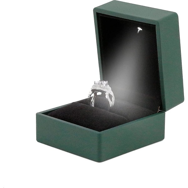 Förlovningsring Led Light Ring Box Smycken presentask Dark Green Square