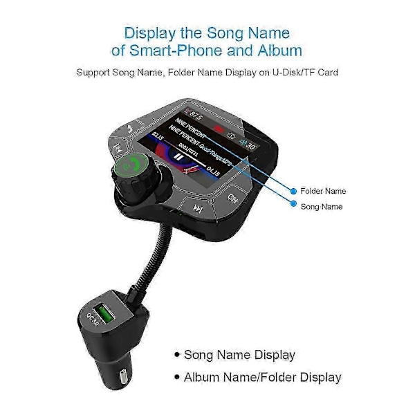 DAB/DAB+ Adapter med USB-lading, Bluetooth og 2 digitale radiodisplayer